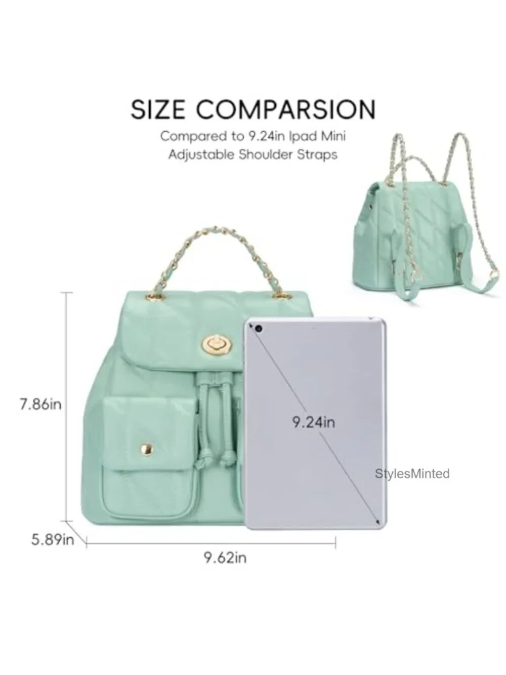 PU Leather Convertible Crossbody Backpack Purse Quilted Vegan Leather